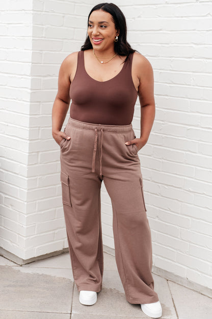 Run, Don't Walk Cargo Sweatpants in Smokey Brown - Southern Divas Boutique