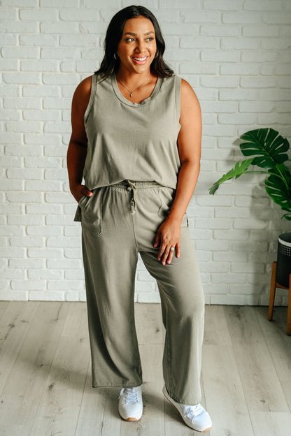 Taking It Easy Tank and Pants Set in Palm Forest - Southern Divas Boutique