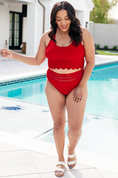 Tonga Scalloped High Waisted Swim Bottoms - Southern Divas Boutique