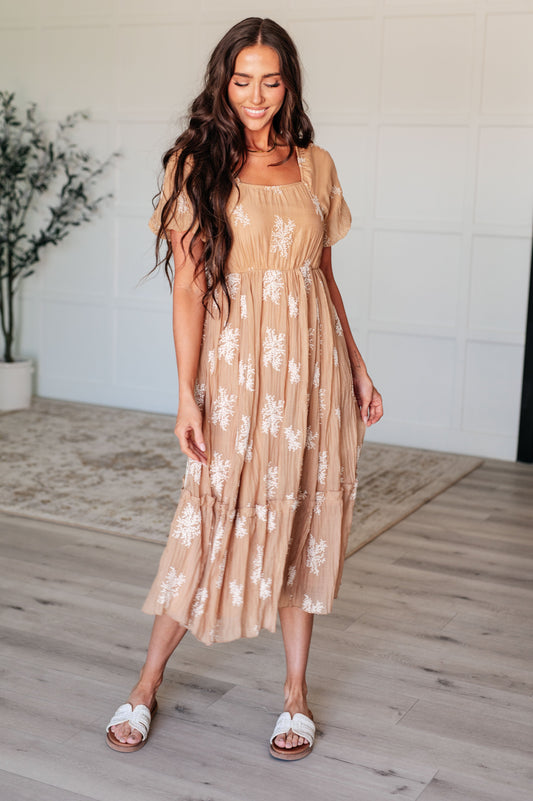 Trusting My Intuition Balloon Sleeve Dress in Camel - Southern Divas Boutique