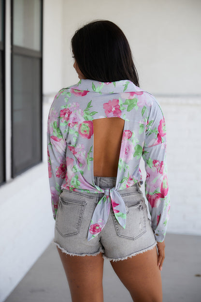 Thinking On It Open Back Floral Top - Southern Divas Boutique