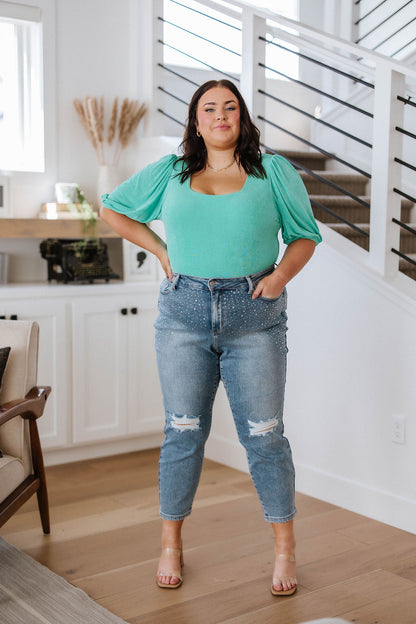 A Total Vision Bodysuit in Mint - Southern Divas Boutique