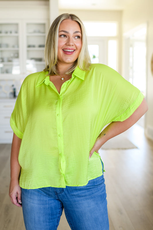 Bright Idea Button Down in Citrus - Southern Divas Boutique