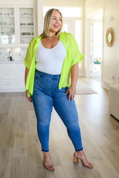 Bright Idea Button Down in Citrus - Southern Divas Boutique