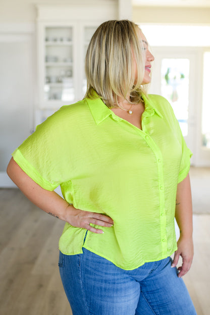 Bright Idea Button Down in Citrus - Southern Divas Boutique