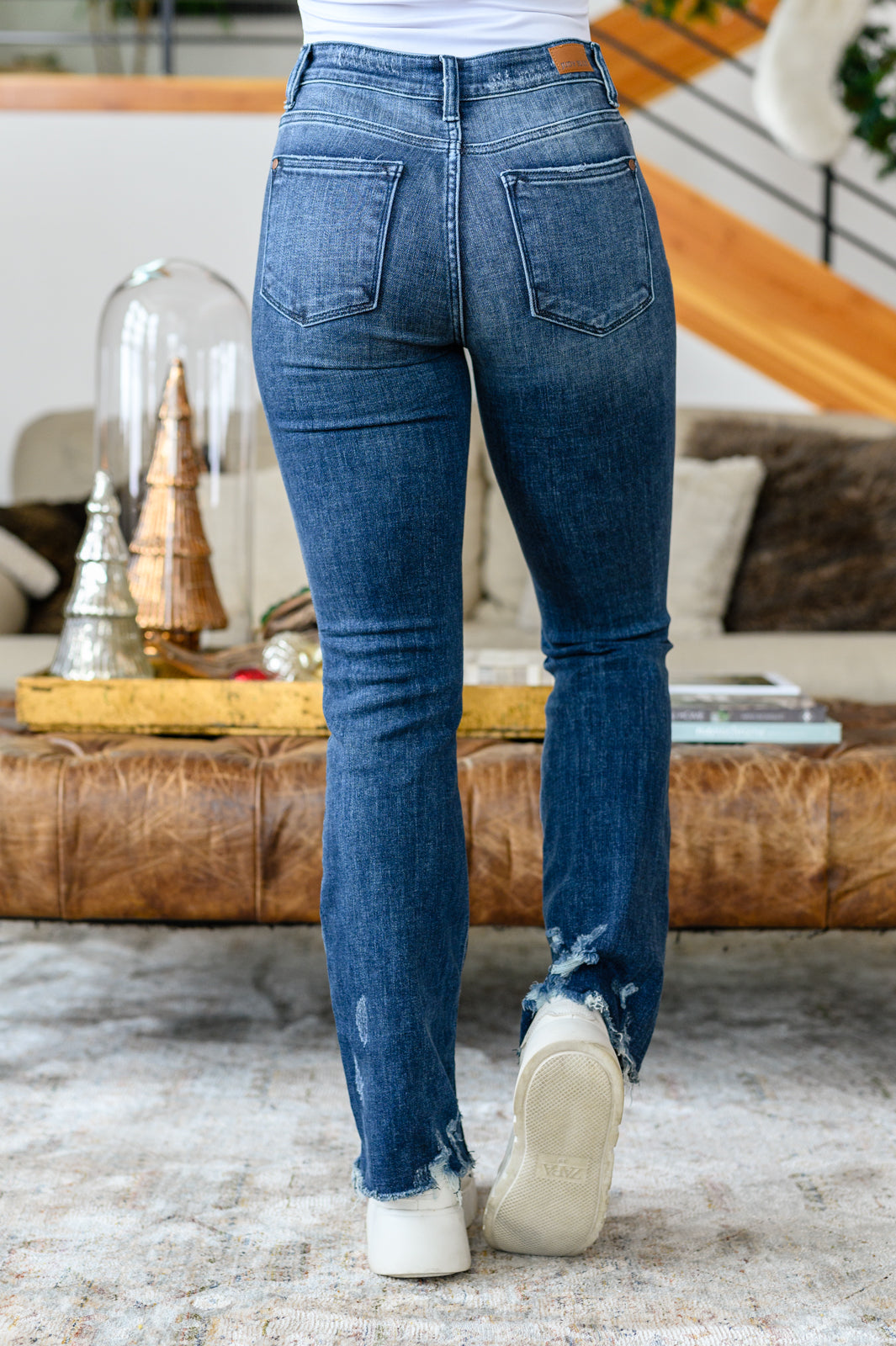 Christine High Contrast Slim Bootcut Destroyed Jeans - Southern Divas Boutique