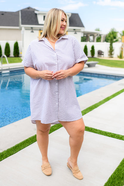 Cornelia Striped Shirt Dress - Southern Divas Boutique