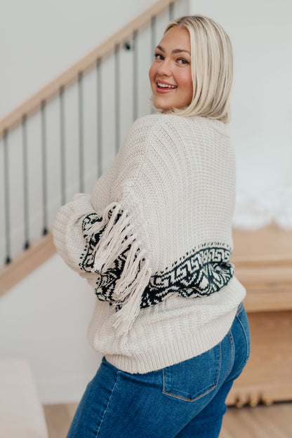 Don't Waver Fringe Detail Sweater - Southern Divas Boutique