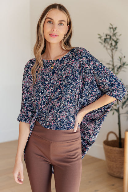 Essential Blouse in Navy Paisley - Southern Divas Boutique