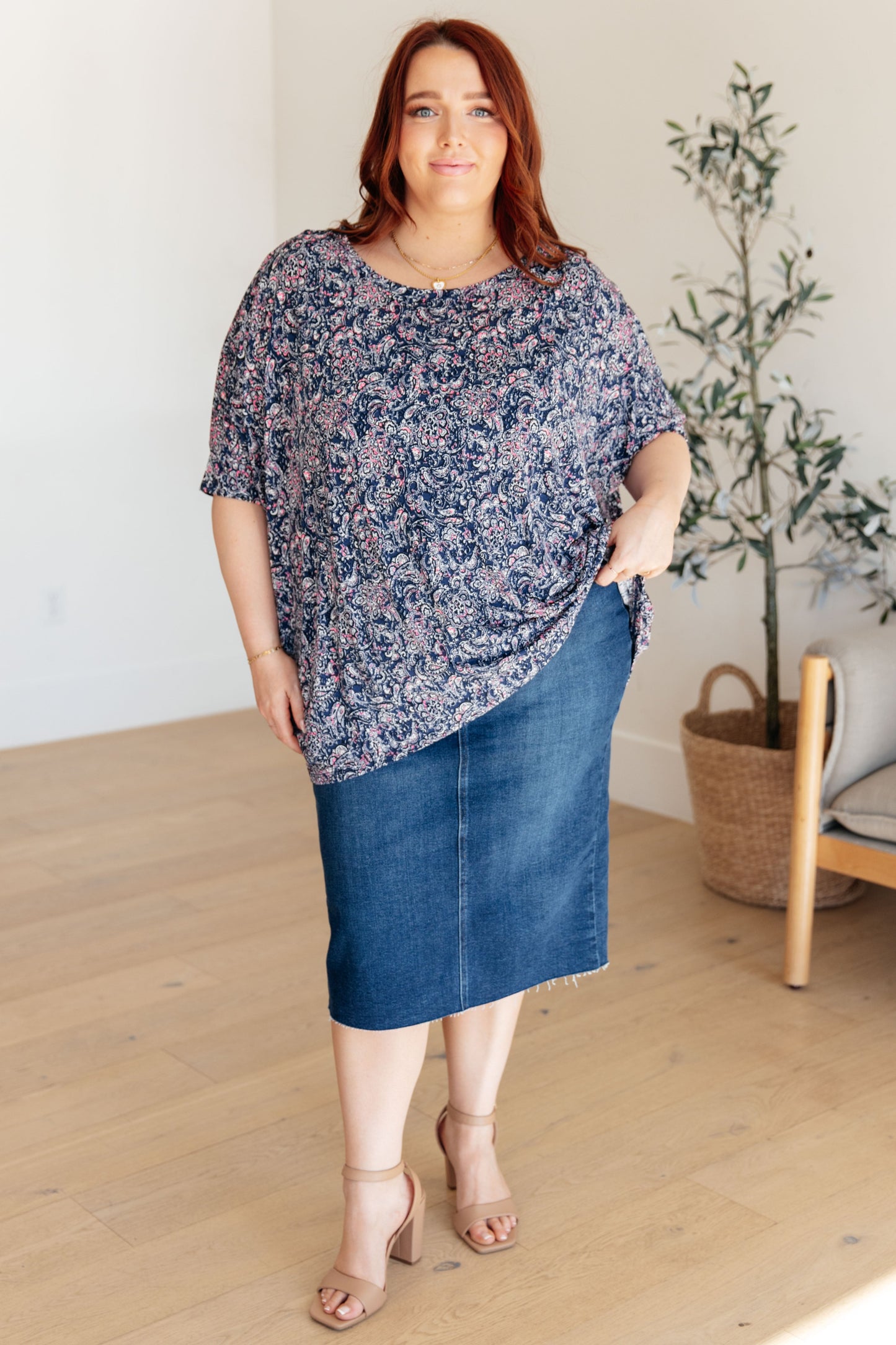 Essential Blouse in Navy Paisley - Southern Divas Boutique