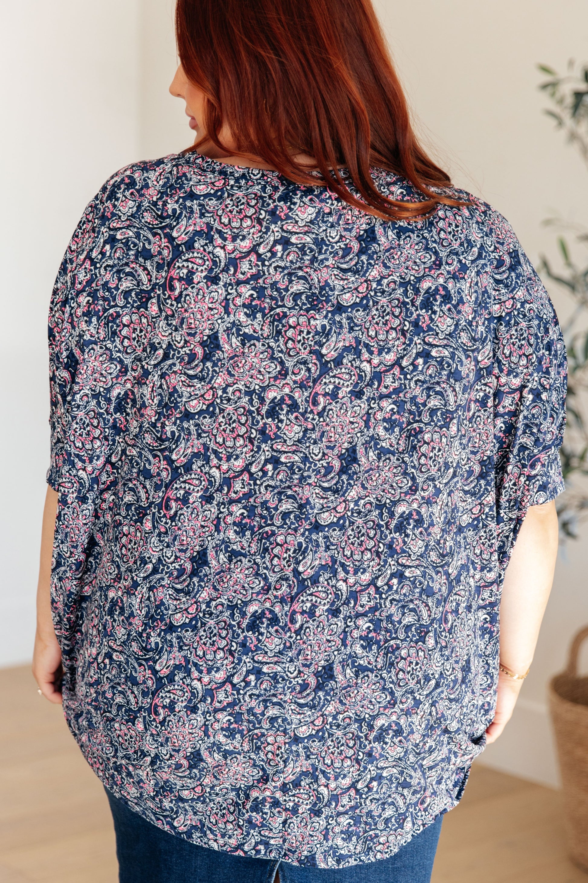 Essential Blouse in Navy Paisley - Southern Divas Boutique