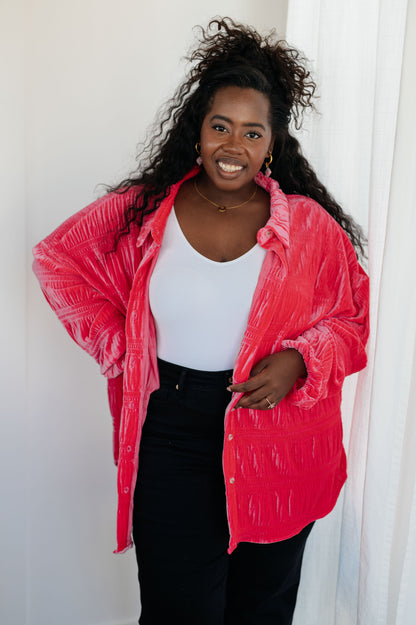 Feeling Fuchsia Velvet Button Down - Southern Divas Boutique