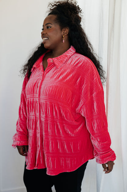 Feeling Fuchsia Velvet Button Down - Southern Divas Boutique