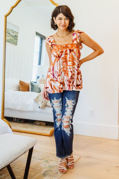 Francesca Embroidered Top in Rust - Southern Divas Boutique