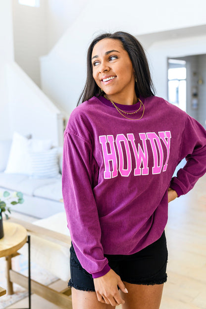 Howdy Textured Sweatshirt - Southern Divas Boutique