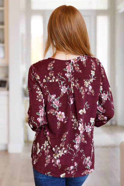 Hometown Classic Top in Wine Floral - Southern Divas Boutique