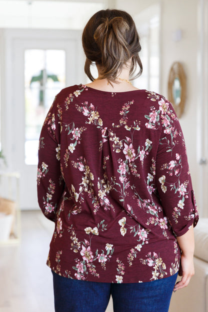 Hometown Classic Top in Wine Floral - Southern Divas Boutique