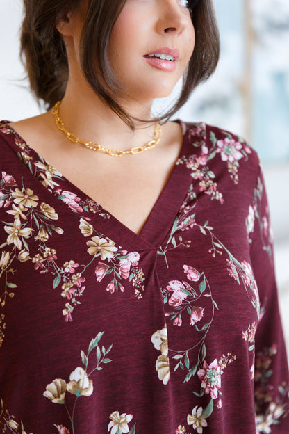 Hometown Classic Top in Wine Floral - Southern Divas Boutique