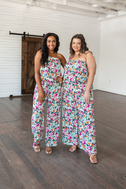 Life of the Party Floral Jumpsuit in Green - Southern Divas Boutique