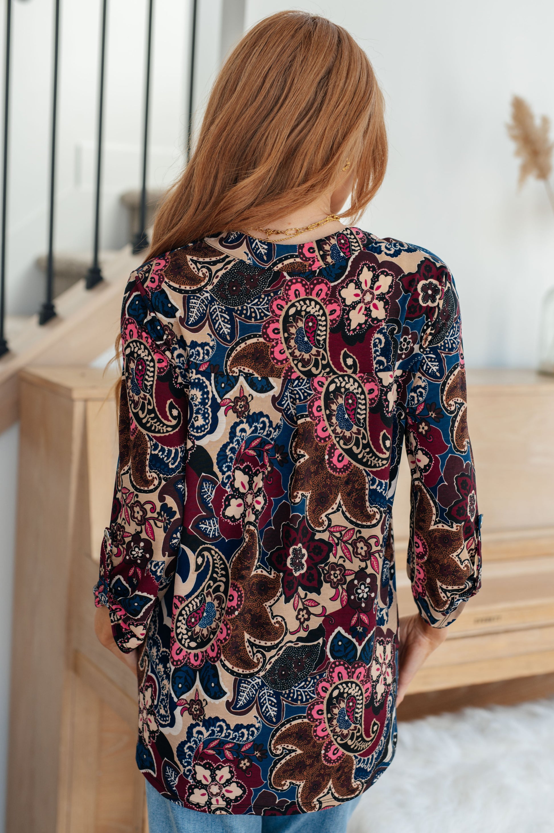 Little Lovely Blouse in Wine Paisley - Southern Divas Boutique