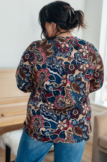 Little Lovely Blouse in Wine Paisley - Southern Divas Boutique