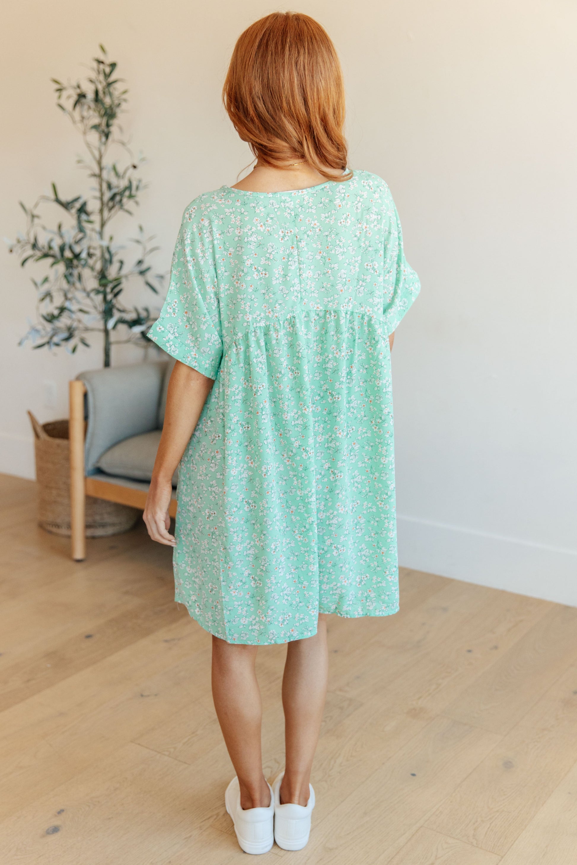 Rodeo Lights Dolman Sleeve Dress in Mint Floral - Southern Divas Boutique