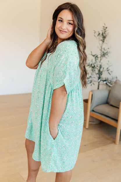 Rodeo Lights Dolman Sleeve Dress in Mint Floral - Southern Divas Boutique