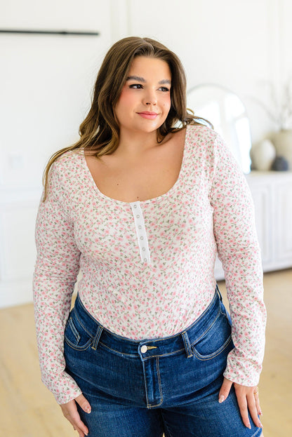 Wistful Wishes Floral Henley Bodysuit - Southern Divas Boutique